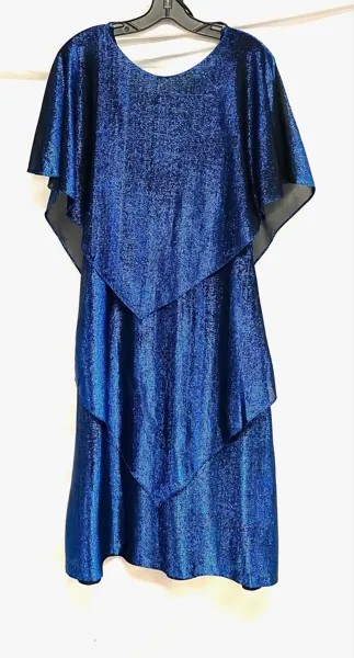 Платье VINTAGE Designer Gilberti сине-черного цвета Lame с металлическим отливом, 8–10 мл