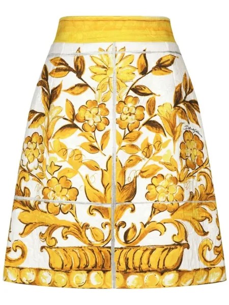 Dolce & Gabbana юбка-карандаш с принтом, желтый