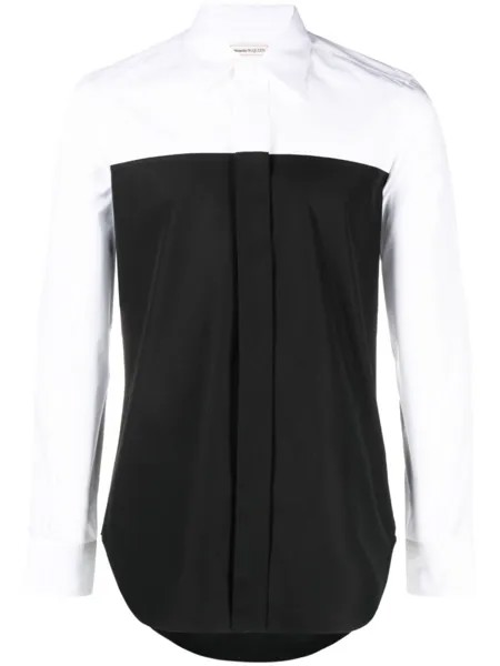 Alexander McQueen рубашка в двух тонах, черный