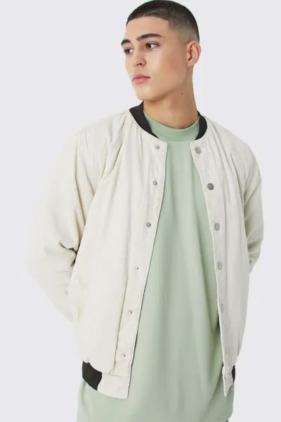 Стеганый бомбер Cord Acid Wash boohooMAN, бежевый