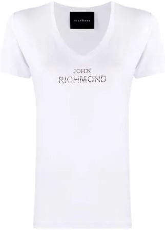 John Richmond футболка с V-образным вырезом и декорированным логотипом