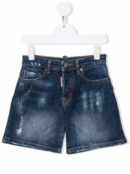 Dsquared2 Kids джинсовые шорты с эффектом потертости