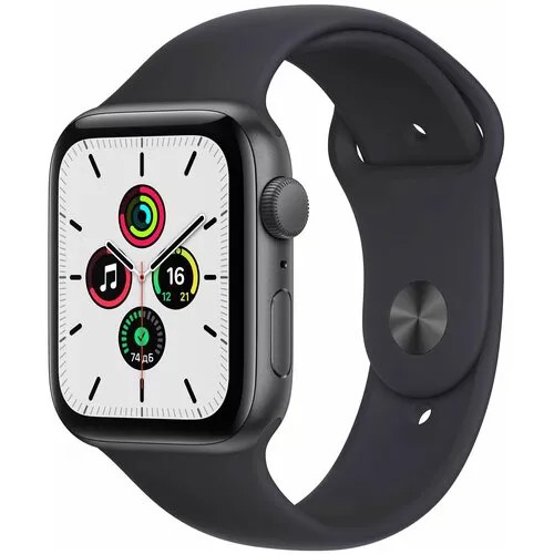 Умные часы Apple Watch SE GPS 44мм Aluminum Case with Sport Band RU, серый космос/тёмная ночь