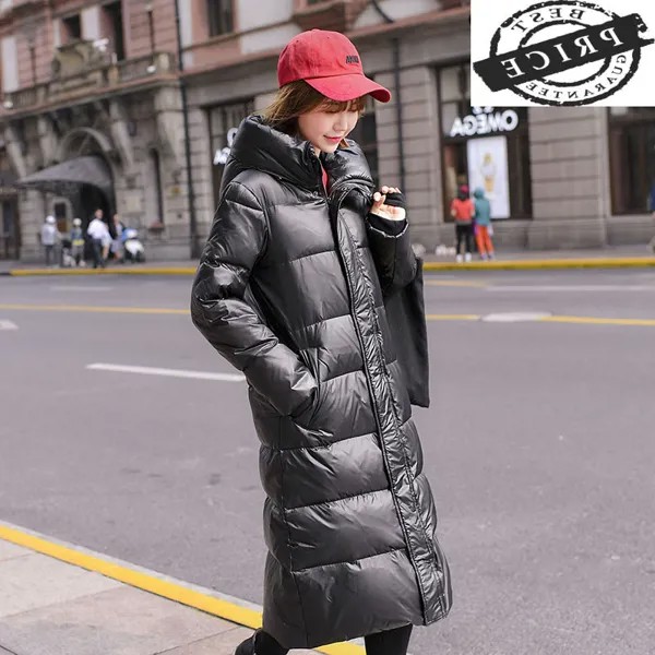 Зимние женские пальто 2021, модная женская пуховая куртка, легкие куртки на утином пуху, толстое теплое длинное пальто с капюшоном, зимнее жен...