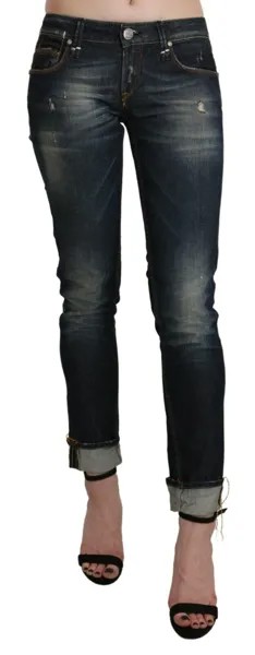 Джинсы ACHT Хлопковые темно-синие укороченные джинсы скинни с заниженной талией. W26 $300