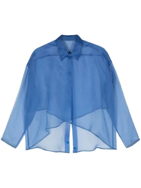 Giorgio Armani прозрачная рубашка без застежки, синий