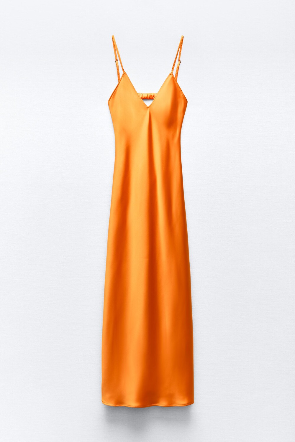 Платье - миди Zara Slip Satin, оранжевый