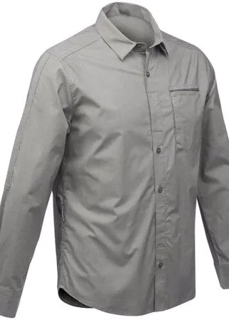 Рубашка модульная для походов и путешествий мужская TRAVEL 500, размер: L, цвет: Серый Хаки FORCLAZ Х Декатлон