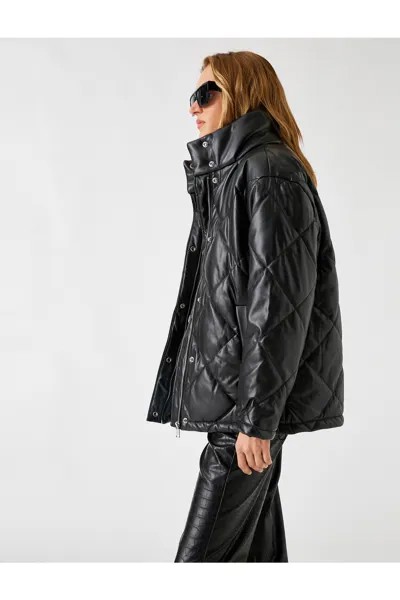 Кожаное пальто Koton, черный