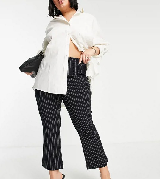 Расклешенные брюки в тонкую полоску с завышенной талией Vero Moda Curve-Разноцветный