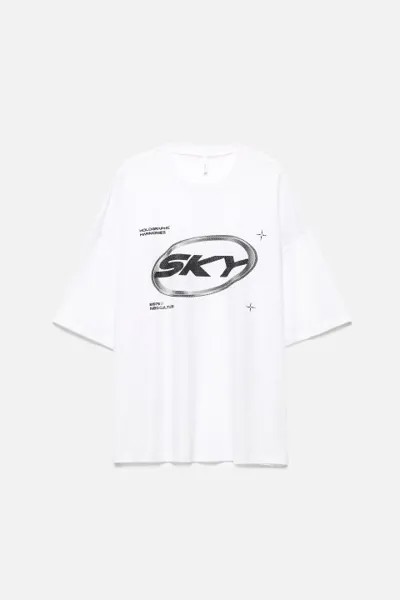 Футболка oversize спортивная из сетки с принтом