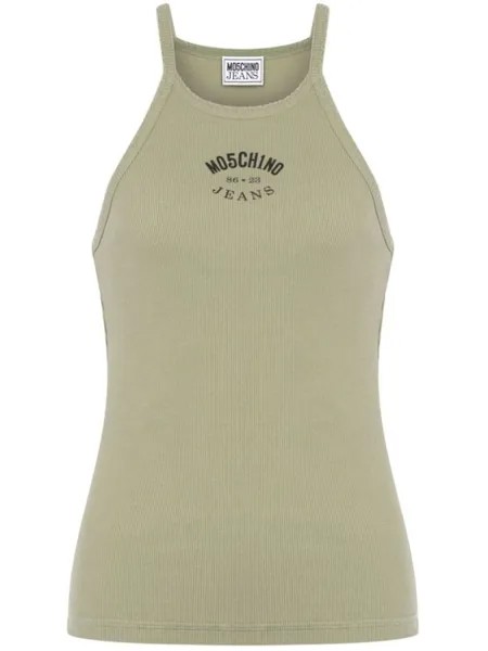 MOSCHINO JEANS топ без рукавов с логотипом, зеленый