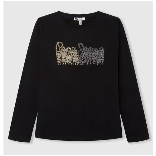 Лонгслив Pepe Jeans, хлопок, размер 6, черный