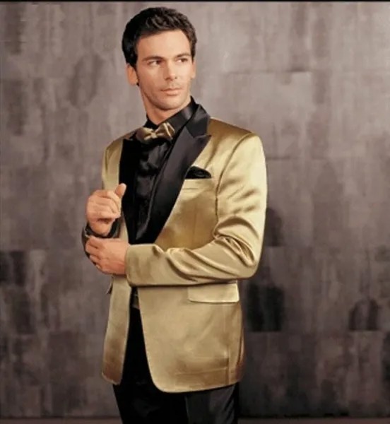 Золотая куртка с черным лацканом смокинги для жениха блейзер для шафера Мужская Свадебная формальная одежда для выпускного вечера костюмы ...