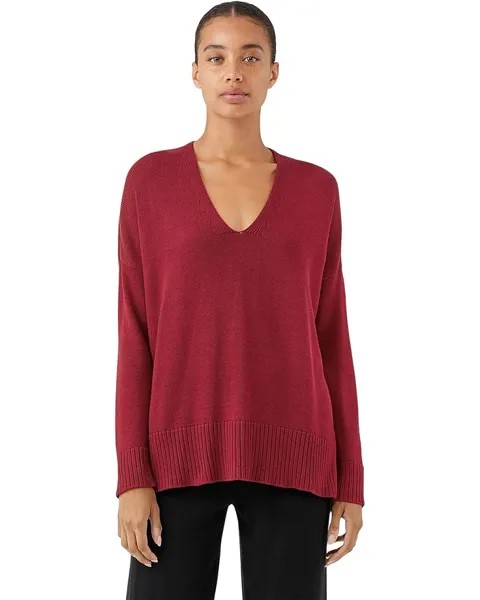 Свитер Eileen Fisher V-Neck Box Top, цвет Deep Claret