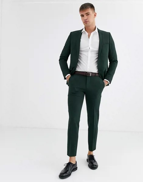 Зеленые брюки скинни Burton Menswear-Зеленый
