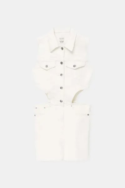 Платье Pull&Bear Short Denim With Cutout Detail, белый