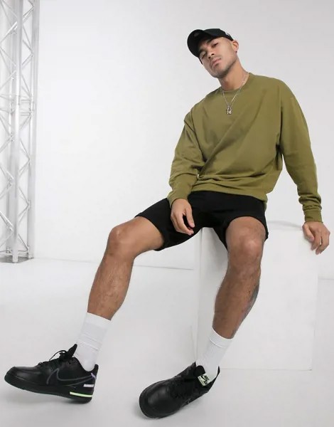 Легкий oversized-свитшот цвета хаки ASOS DESIGN-Зеленый