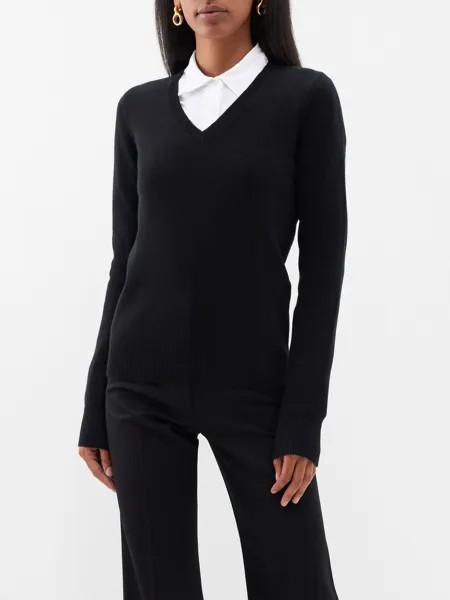 Кашемировый свитер valdorf с v-образным вырезом Nili Lotan, черный
