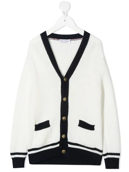 Brunello Cucinelli Kids кардиган с контрастной отделкой