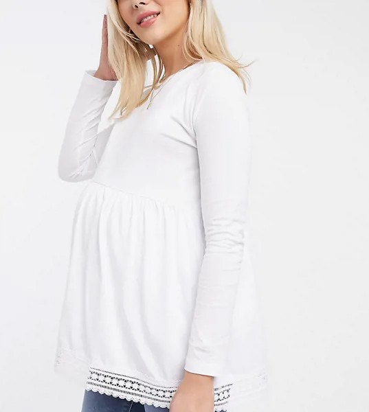 Свободный лонгслив для кормления с отделкой кроше ASOS DESIGN Maternity-Белый