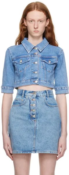 Синяя укороченная джинсовая куртка Moschino Jeans