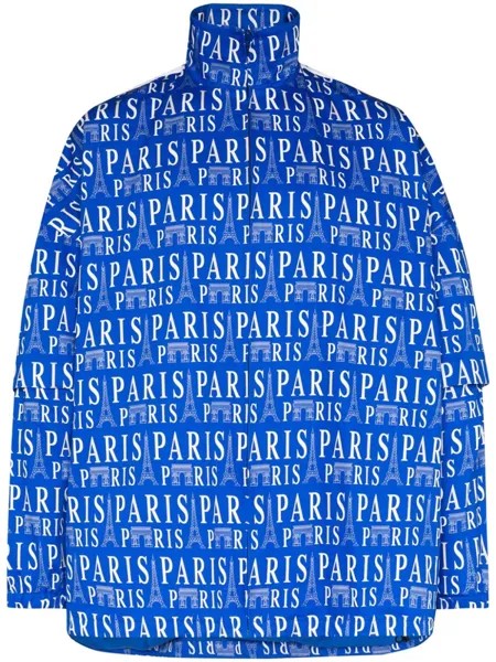 Спортивная куртка с принтом Paris Balenciaga, синий