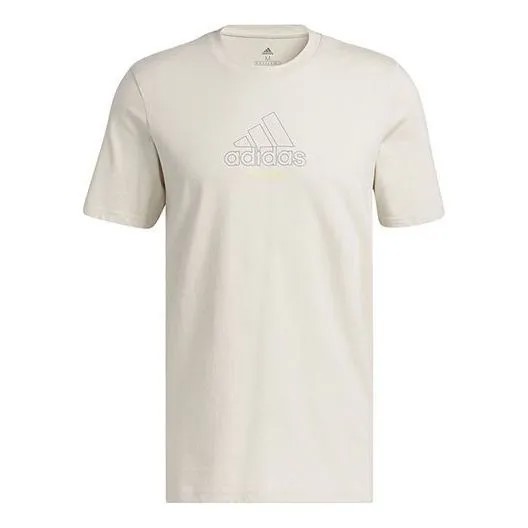 Футболка Men's adidas Alphabet Logo Printing Casual Sports Short Sleeve Beige T-Shirt, бежевый