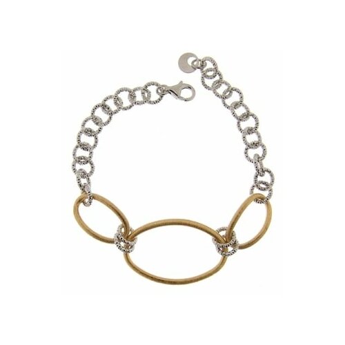 Браслет-цепочка STILE ME, серебро, 925 проба, золочение, родирование, длина 19 см.