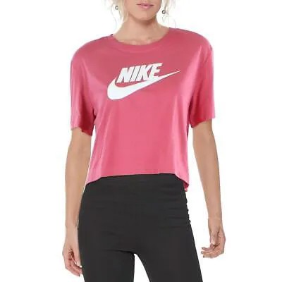 Женский розовый хлопковый укороченный топ для фитнеса и йоги Nike S BHFO 9546