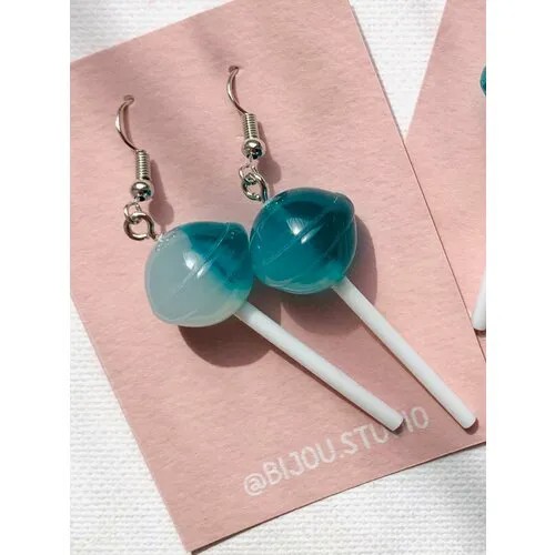 Серьги двусторонние BIJOU.STUDIO Серьги Chupa Chups, белый, зеленый
