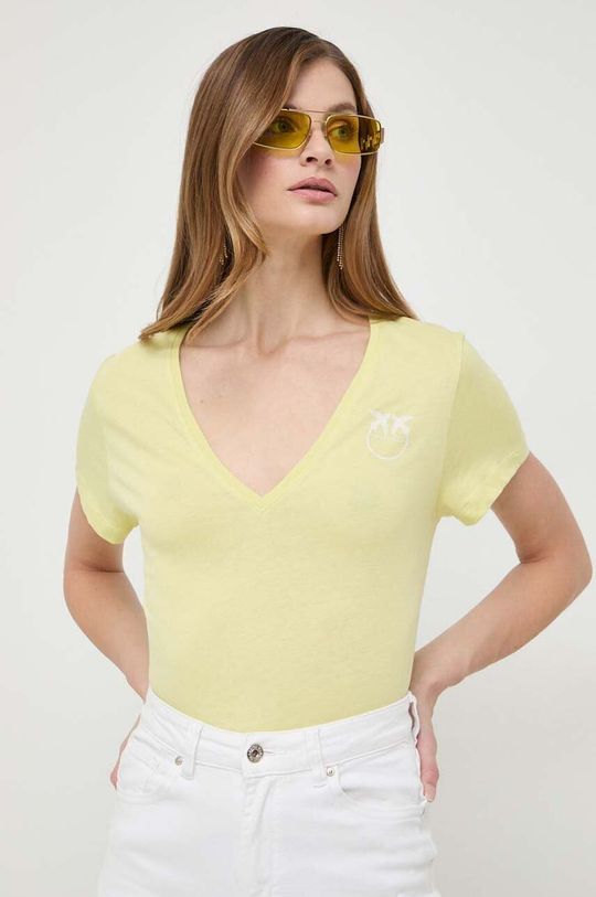 Хлопковая футболка Pinko, желтый