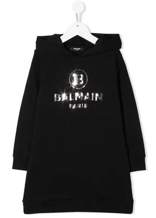 Balmain Kids платье-худи с логотипом