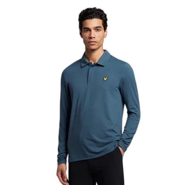 Поло Lyle & Scott Concealed Button Long, синий