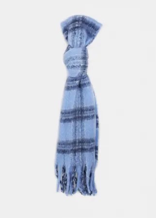 Синий пушистый шарф в клетку ASOS DESIGN-Мульти
