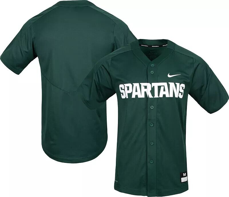 Мужская зеленая реплика бейсбольной майки Nike Michigan State Spartans