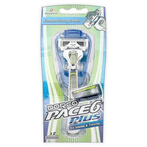 Бритвенный станок Dorco Pace 6 Plus, сменные кассеты 2 шт.