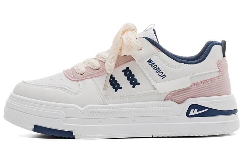 Кроссовки WARRIOR Skateboarding Shoes Women's Low-top Pink, белый/синий/розовый