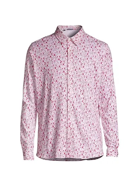 Рубашка на пуговицах приталенного кроя с цветочным принтом Saks Fifth Avenue, цвет anemone