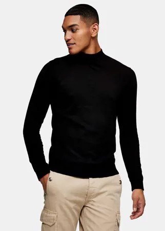 Черная трикотажная водолазка из органического хлопка Topman-Черный цвет