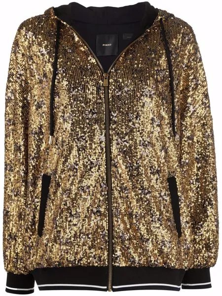 PINKO sequin diamond pattern hoodie