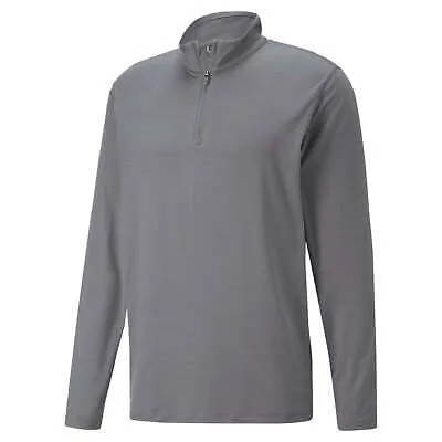 Puma Cloudspun Grylbl Mock Neck Long Sleeve Quarter Zip Sweater Mens Grey Casual