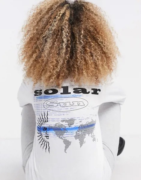Белый лонгслив с принтом Topshop