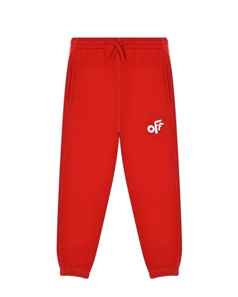 Красные спортивные брюки с белым логотипом Off-White детские