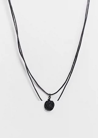 Ожерелье в виде шнурка с подвеской черного цвета ASOS DESIGN-Черный