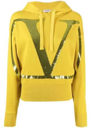 Valentino худи с пайетками и логотипом VLogo