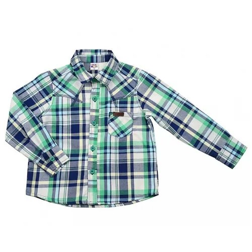 Рубашка для мальчиков Mini Maxi, модель 2712, цвет серый/синий, размер 110