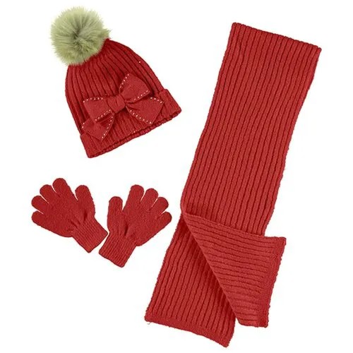 Шапка+шарф+перчатки Mayoral, Красный, 52