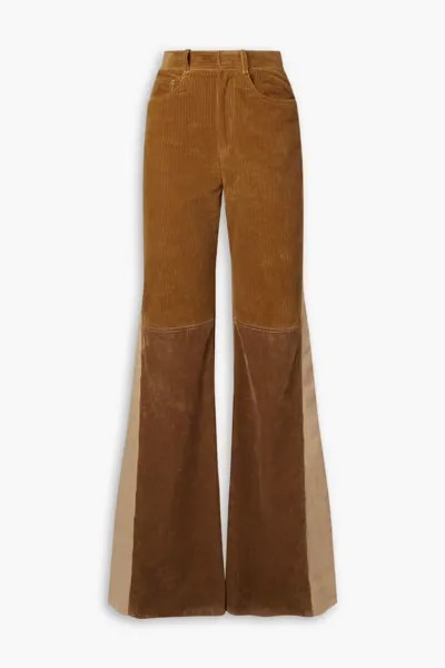 Расклешенные брюки из хлопкового вельвета с парусиновыми вставками Chloé, светло-коричневый