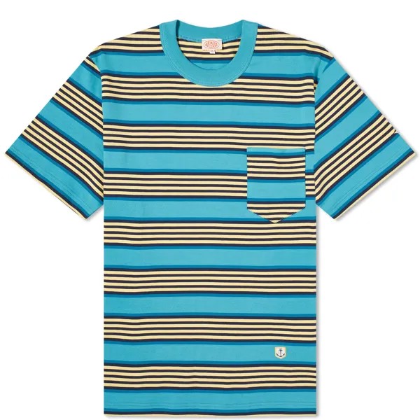 Футболка Armor-Lux Multi Stripe Pocket T-Shirt, цвет Pagoda & Navy